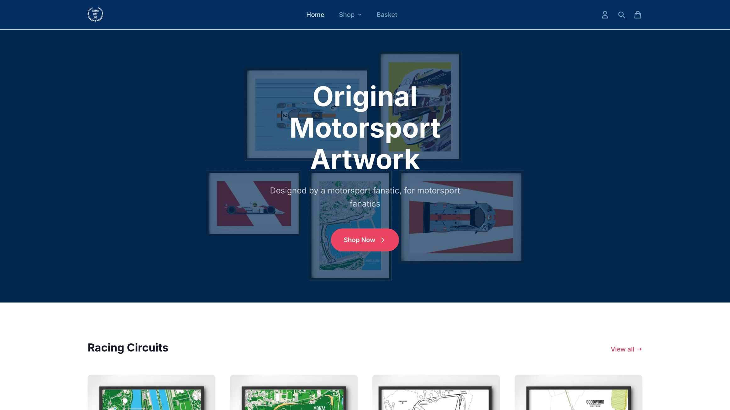 grandprixart.co.uk, an original motorsport artwork shop running on Squaark